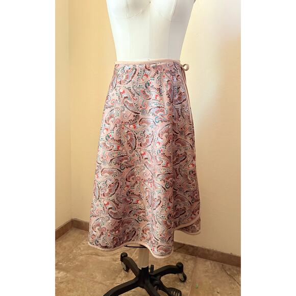 70s VTG Reversible Wrap Skirt Boho Paisley A-Line Midi Women’s S M L - Picture 2 of 9